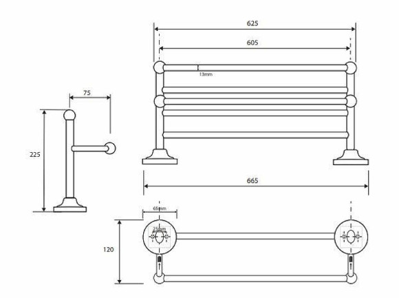 Полка для полотенец Bemeta Retro chrom 144302092 Хром