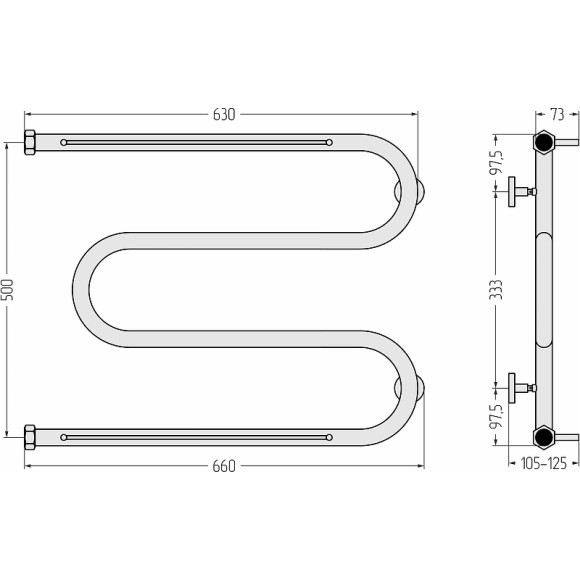 Водяной полотенцесушитель Сунержа М-образный 500х650 30-0008-5065 с двумя полками Белый матовый Водяной полотенцесушитель Сунержа М-образный 500х650 30-0008-5065 с двумя полками Белый матовый