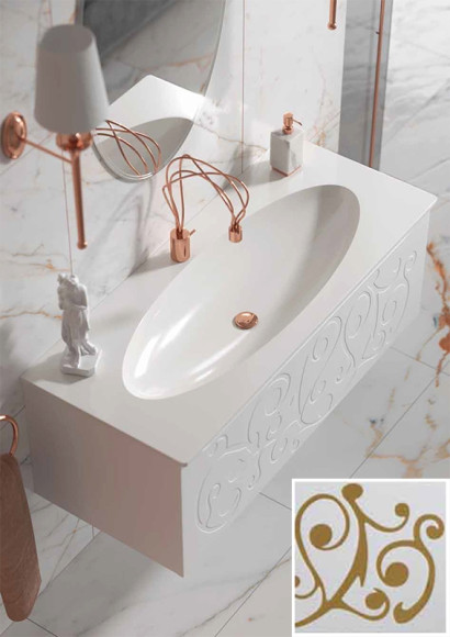 Тумба под раковину Clarberg Elegance 120 EL0112GL подвесная Белая матовая Золото Тумба под раковину Clarberg Elegance 120 EL0112GL подвесная Белая матовая Золото