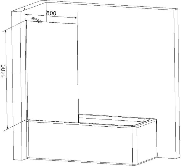 Шторка на ванну AM.PM Gem 80 W90BS-080-140CT профиль Хром стекло прозрачное