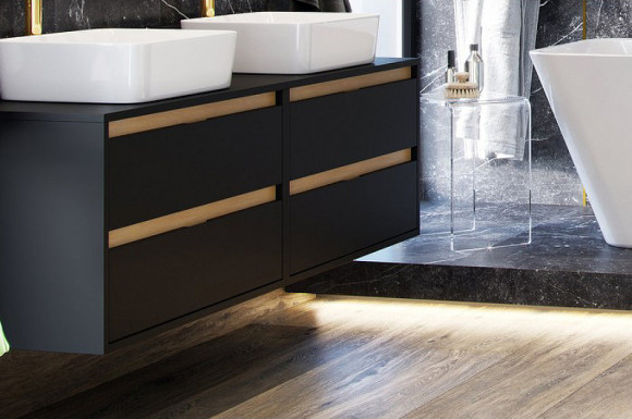 Тумба под раковину Excellent Tuto 60 MLEX.0104.600.BKBL подвесная Черный матовый Дуб