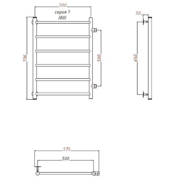 Водяной полотенцесушитель Тругор Аспект ПМ 1 50x80 Хром