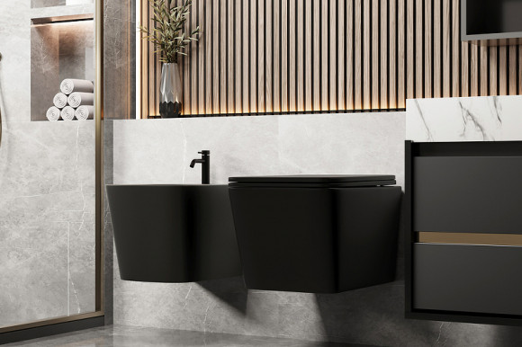 Биде Abber Rechteck AC1250MB подвесное Черное матовое Биде Abber Rechteck AC1250MB подвесное Черное матовое