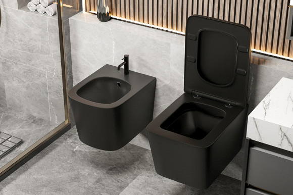 Биде Abber Rechteck AC1250MB подвесное Черное матовое Биде Abber Rechteck AC1250MB подвесное Черное матовое