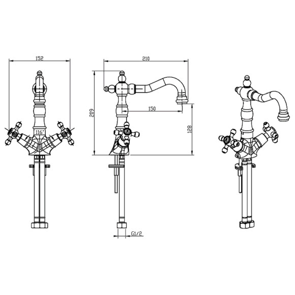 Смеситель для раковины Boheme Camelia 312 Бронза
