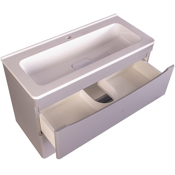 Тумба под раковину Style Line Бергамо мини 90 Люкс Plus СС-00002365 подвесная Серая антискрейч Тумба под раковину Style Line Бергамо мини 90 Люкс Plus СС-00002365 подвесная Серая антискрейч