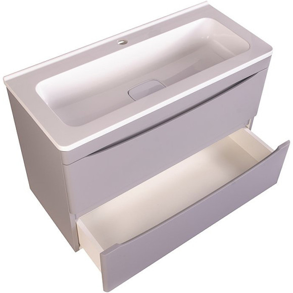 Тумба под раковину Style Line Бергамо мини 90 Люкс Plus СС-00002365 подвесная Серая антискрейч Тумба под раковину Style Line Бергамо мини 90 Люкс Plus СС-00002365 подвесная Серая антискрейч