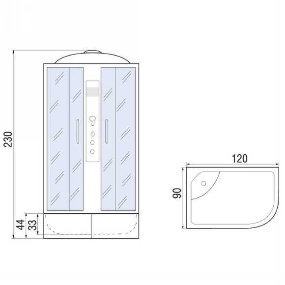 Душевая кабина River Dunay XL 120x90 TH L 10000006168 с поддоном Душевая кабина River Dunay XL 120x90 TH L 10000006168 с поддоном