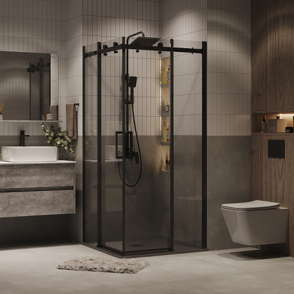 Душевой уголок Grossman Classic 100х100 300.K33.04.1010.21.00 профиль Черный матовый стекло прозрачное Душевой уголок Grossman Classic 100х100 300.K33.04.1010.21.00 профиль Черный матовый стекло прозрачное