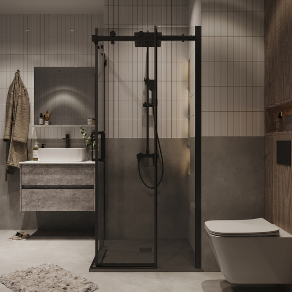 Душевой уголок Grossman Classic 100х100 300.K33.04.1010.21.00 профиль Черный матовый стекло прозрачное Душевой уголок Grossman Classic 100х100 300.K33.04.1010.21.00 профиль Черный матовый стекло прозрачное