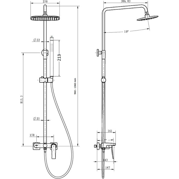 Душевая система Boheme Venturo 378-SGM Оружейная сталь глянцевая Душевая система Boheme Venturo 378-SGM Оружейная сталь глянцевая