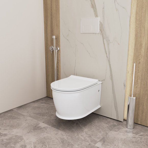 Унитаз Grossman Retro GR-4482S подвесной Белый глянцевый с сиденьем Микролифт Унитаз Grossman Retro GR-4482S подвесной Белый глянцевый с сиденьем Микролифт