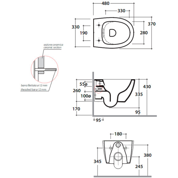 Унитаз Globo 4ALL MDS04.BI подвесной без сиденья