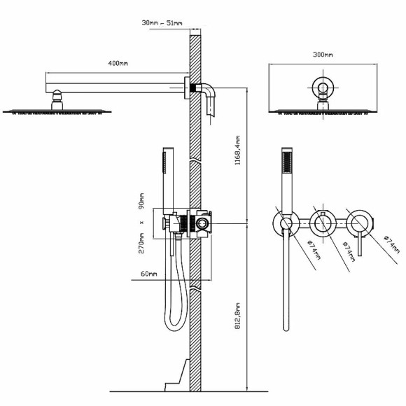 Душевая система Vincea Groove VSFW-4G01MB Черная матовая