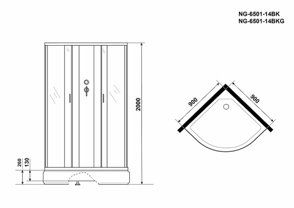 Душевая кабина Niagara Classic 90x90 NG-6501-14BKG с гидромассажем Душевая кабина Niagara Classic 90x90 NG-6501-14BKG с гидромассажем