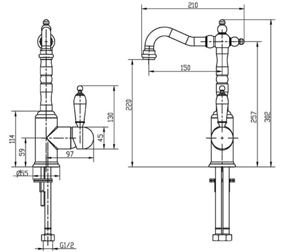 Смеситель для раковины Boheme Medici Ripresa 302-BSW Бронза Смеситель для раковины Boheme Medici Ripresa 302-BSW Бронза