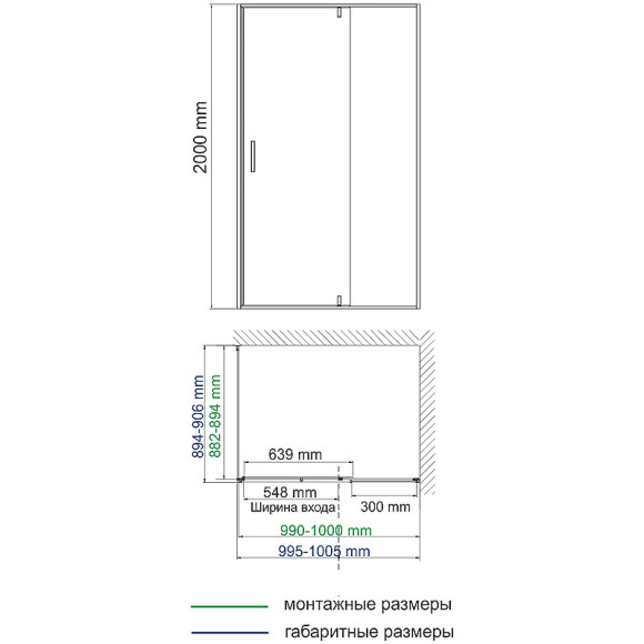 Душевой уголок WasserKRAFT Aisch 100x90 55P22 профиль Матовое золото стекло прозрачное