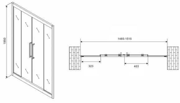 Душевая дверь Abber Schwarzer Diamant 150 AG33150BH профиль Черный стекло прозрачное Душевая дверь Abber Schwarzer Diamant 150 AG33150BH профиль Черный стекло прозрачное