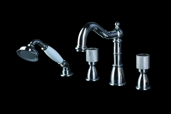 Смеситель на борт ванны Boheme Royal Cristal 396-Royal/CRST black Хром