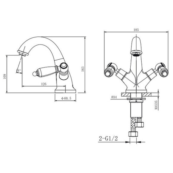 Смеситель для раковины Caprigo Adria-Classic Metal Edition 03M-520-crm Хром
