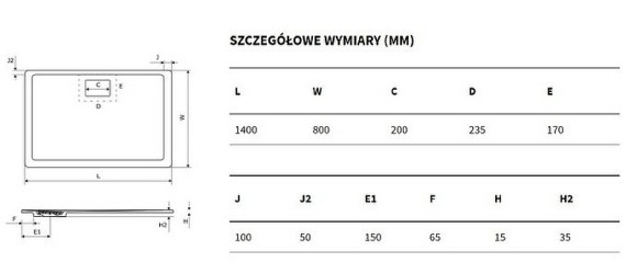 Душевой поддон из искусственного камня Excellent Lavano 140x80 BREX.1103.140.080.BLN Черный