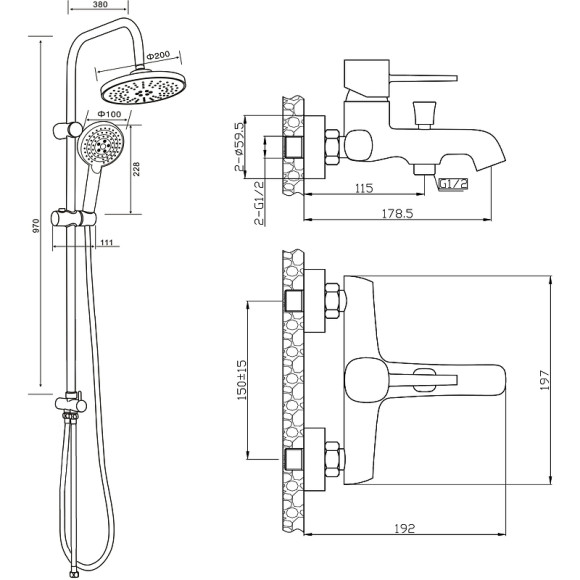 Душевая система Orange Karl M05-932b Черная