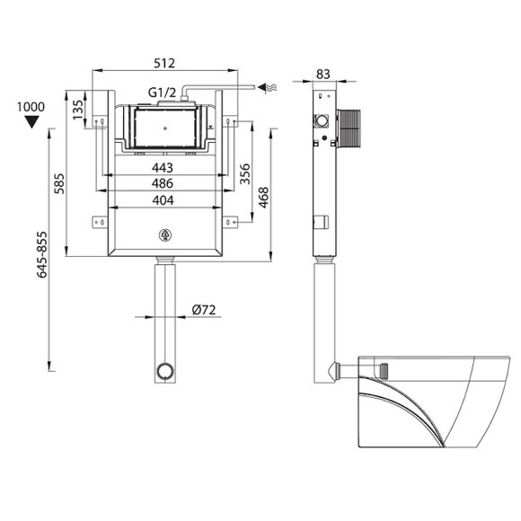 Смывной бачок Iddis Optima Home OPH0W0Ci32K скрытого монтажа с Белой клавишей смыва