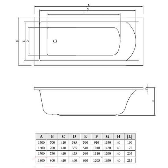 Акриловая ванна C-Bath Selena 170x75 CBQ007003 без гидромассажа Акриловая ванна C-Bath Selena 170x75 CBQ007003 без гидромассажа