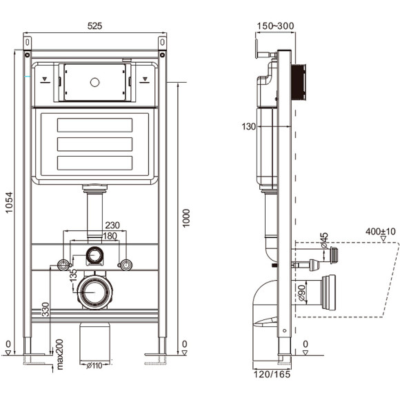 Инсталляция AQUAme AQM4002 для унитаза без клавиши смыва Инсталляция AQUAme AQM4002 для унитаза без клавиши смыва