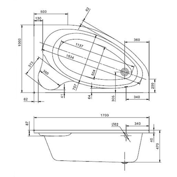 Акриловая ванна Santek Эдера 170x100 R 1WH501663 без гидромассажа