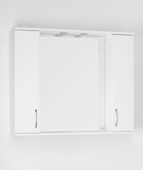 Зеркало со шкафом Style Line Эко стандарт Панда 100 С с подсветкой Белый глянец