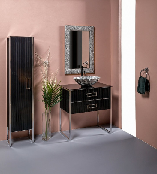 Тумба под раковину Boheme Armadi Art Monaco 80 867-080-BCR Черный глянец Хром