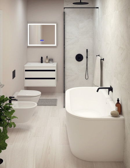 Акриловая ванна Cezares Slim 180x79 SLIM WALL-180-80-60-W37-SET без гидромассажа