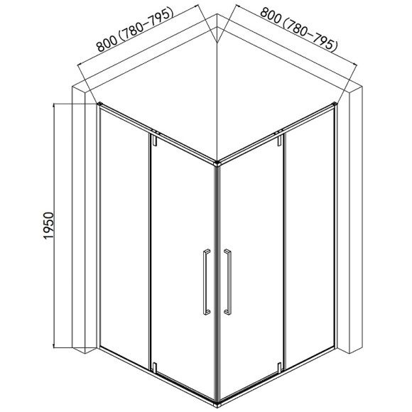 Душевой уголок AQUAme 80x80 AQM7102-2-8 профиль Черный матовый стекло прозрачное Душевой уголок AQUAme 80x80 AQM7102-2-8 профиль Черный матовый стекло прозрачное