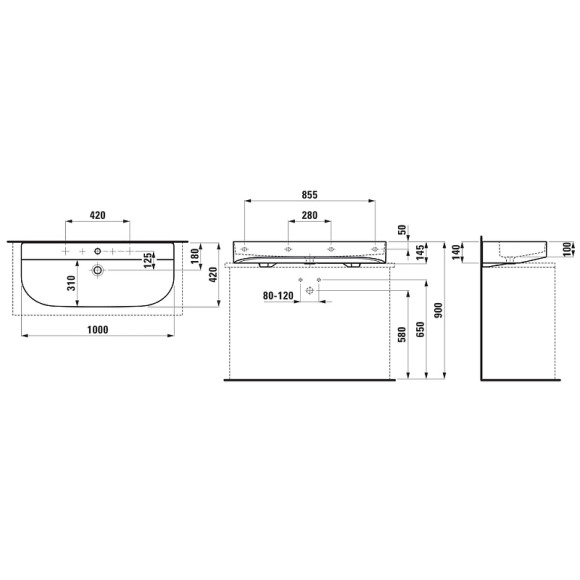 Раковина Laufen Sonar 100 8.1634.7.000.104.1 Белая Раковина Laufen Sonar 100 8.1634.7.000.104.1 Белая