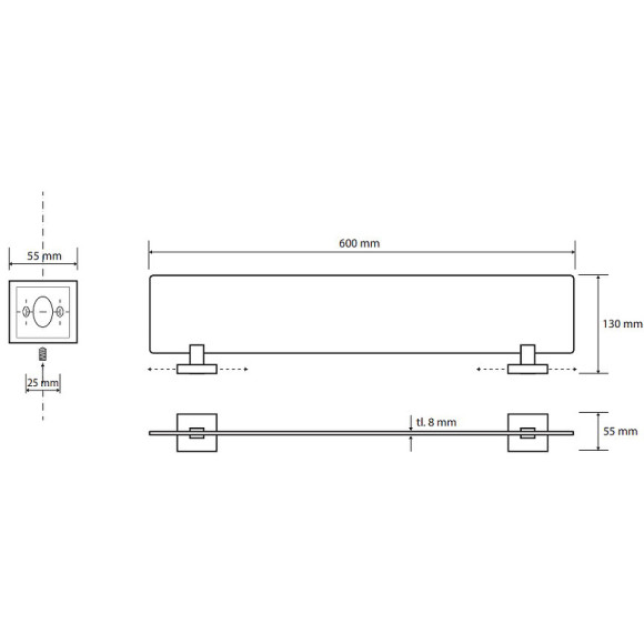 Стеклянная полка Bemeta Beta 132102042 Хром Стеклянная полка Bemeta Beta 132102042 Хром