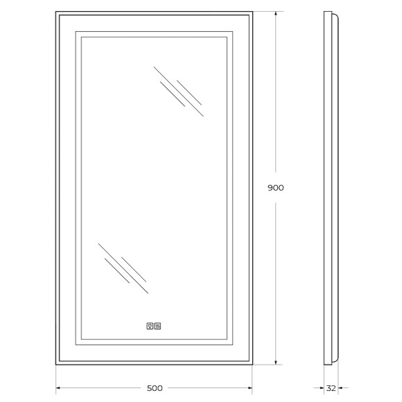 Зеркало BelBagno Kraft 50 SPC-KRAFT-500-900-LED-TCH-WARM с подсветкой Сатин с сенсорным выключателем и подогревом