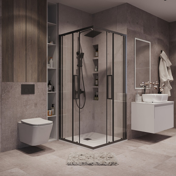 Душевой уголок Grossman Cosmo 80х80 300.K33.02.8080.42.00 профиль Графит сатин стекло прозрачное Душевой уголок Grossman Cosmo 80х80 300.K33.02.8080.42.00 профиль Графит сатин стекло прозрачное