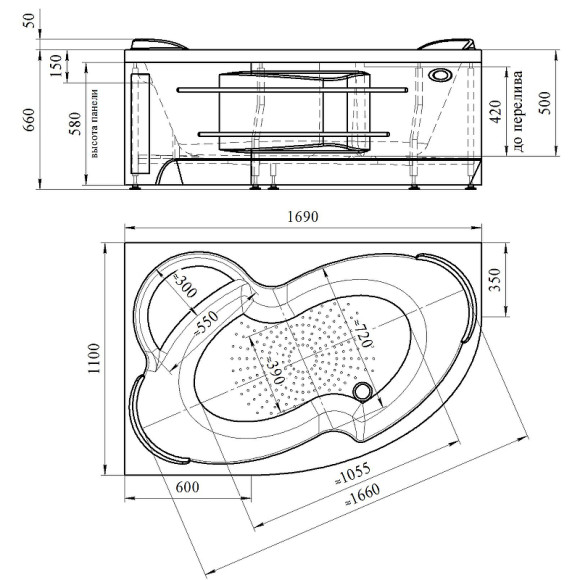 Акриловая ванна Radomir Vannesa Ирма 169х110 R 2-75-2-2-0-217 с гидромассажем Классик Хром Акриловая ванна Radomir Vannesa Ирма 169х110 R 2-75-2-2-0-217 с гидромассажем Классик Хром