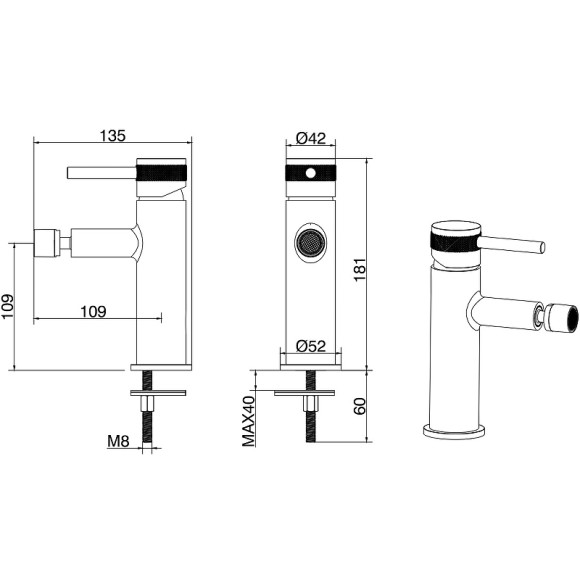 Смеситель для биде Allen Brau Priority 5.31004-31 Черный матовый Смеситель для биде Allen Brau Priority 5.31004-31 Черный матовый