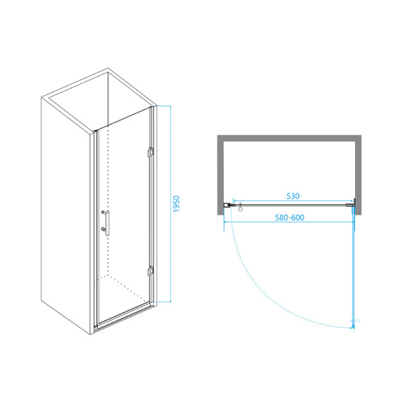Душевая дверь RGW Passage PA-06B 60 41080606-14 профиль Черный стекло прозрачное