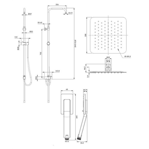 Душевая система Omnires Toronto SYSTORONTOCR Хром Душевая система Omnires Toronto SYSTORONTOCR Хром