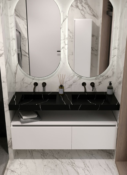 Раковина Boheme Armadi Art Flat 140 859-140-NM двойная Черный мрамор