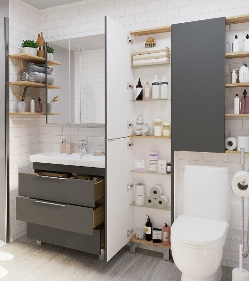 Тумба под раковину 1MarKa Gaula 80Н У92547 Графит матовый