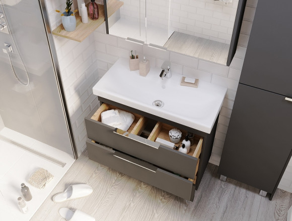 Тумба под раковину 1MarKa Gaula 80Н У92547 Графит матовый