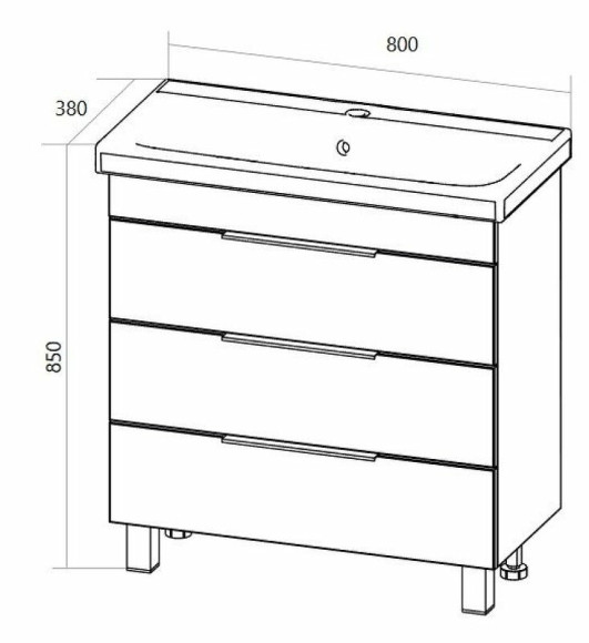 Тумба под раковину 1MarKa Gaula 80Н У92547 Графит матовый