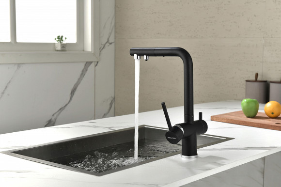 Смеситель для кухни Paulmark Serpentine Se213222-418 Черный металлик Смеситель для кухни Paulmark Serpentine Se213222-418 Черный металлик
