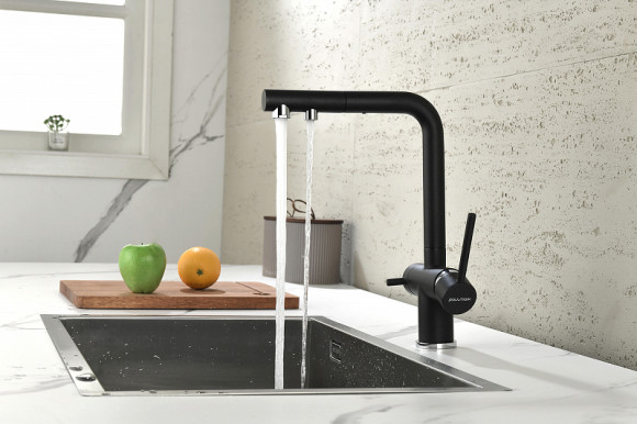 Смеситель для кухни Paulmark Serpentine Se213222-418 Черный металлик Смеситель для кухни Paulmark Serpentine Se213222-418 Черный металлик