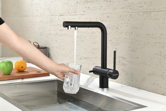 Смеситель для кухни Paulmark Serpentine Se213222-418 Черный металлик Смеситель для кухни Paulmark Serpentine Se213222-418 Черный металлик