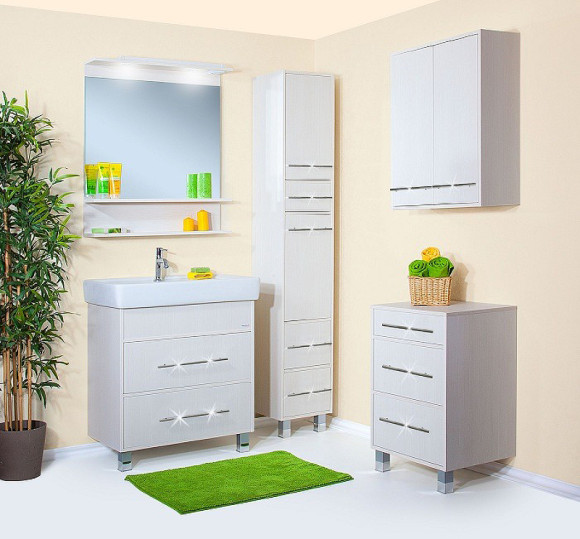 Шкаф пенал Бриклаер Чили 35 4627125414978 с бельевой корзиной Светлая лиственница